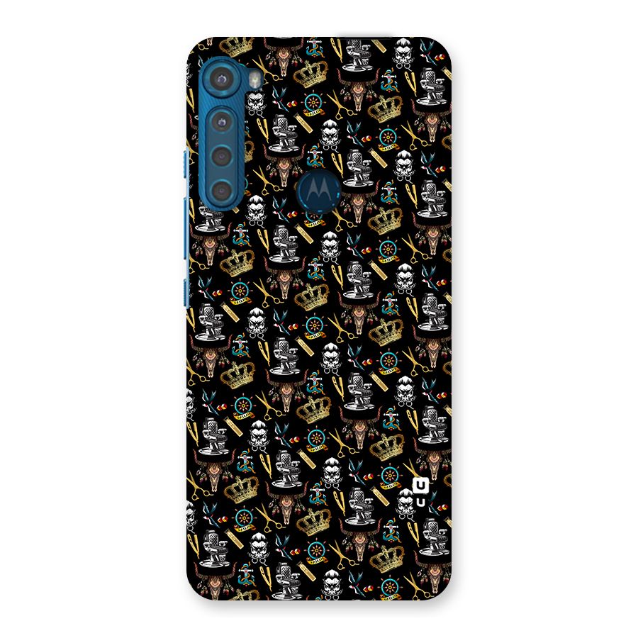 Cool Barber Pattern Back Case for Motorola One Fusion Plus