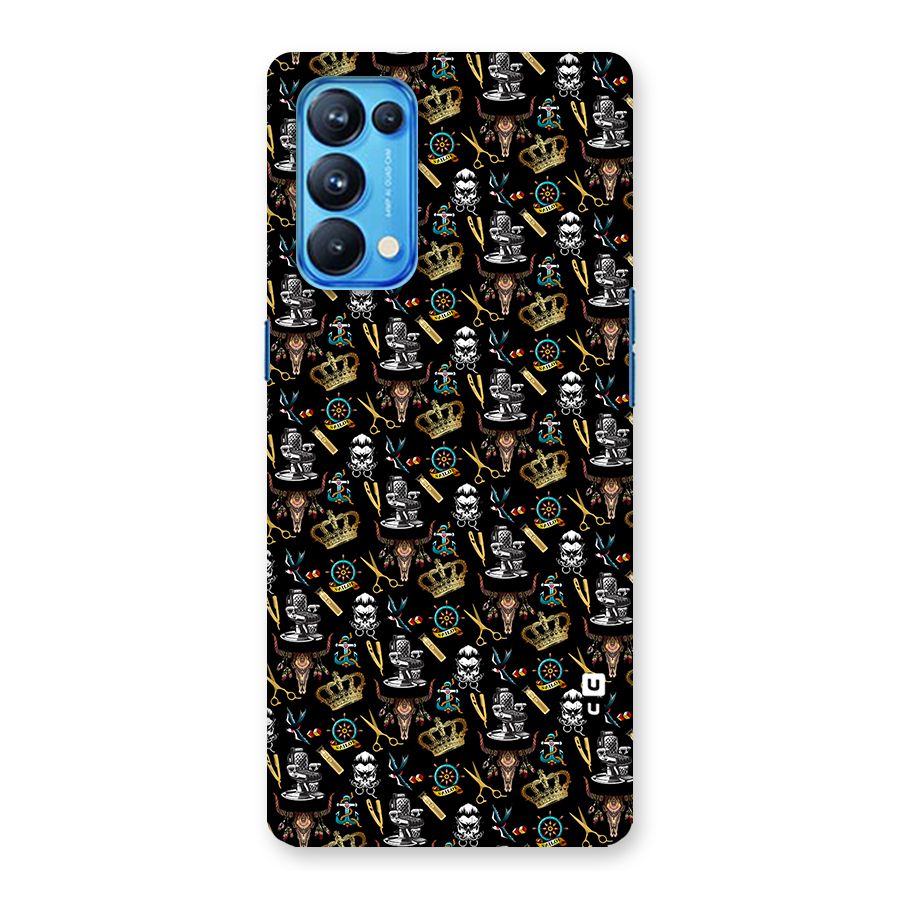 Cool Barber Pattern Back Case for Oppo Reno5 Pro 5G