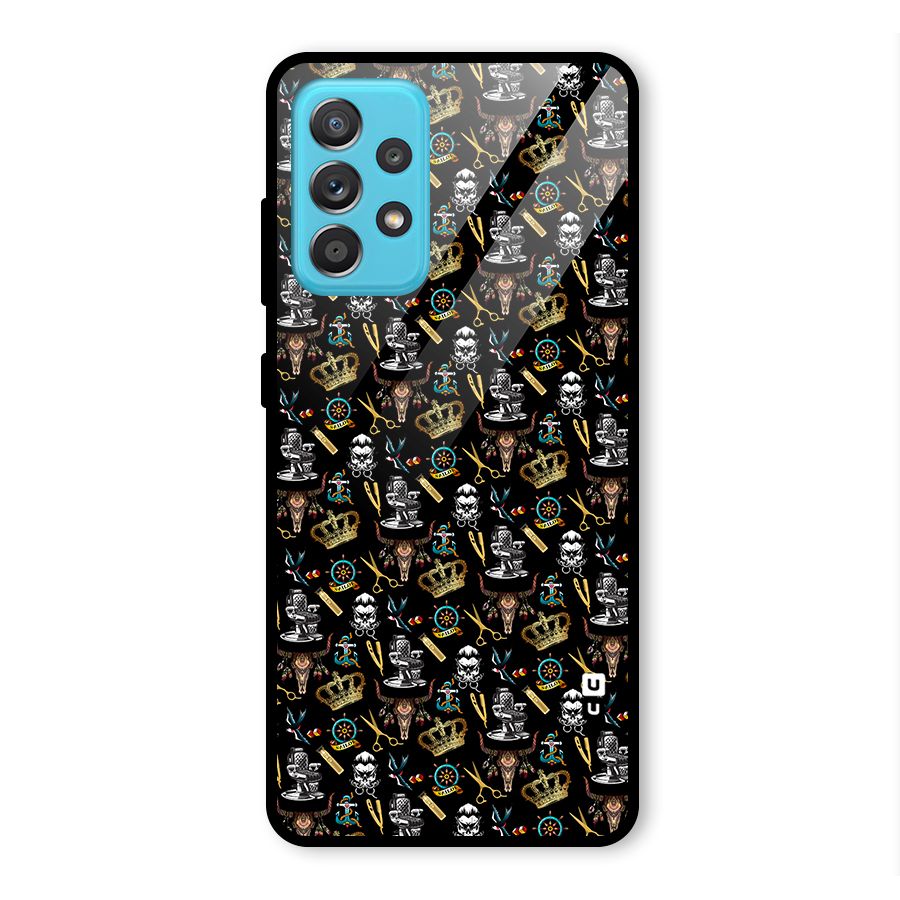 Cool Barber Pattern Glass Back Case for Galaxy A52s 5G