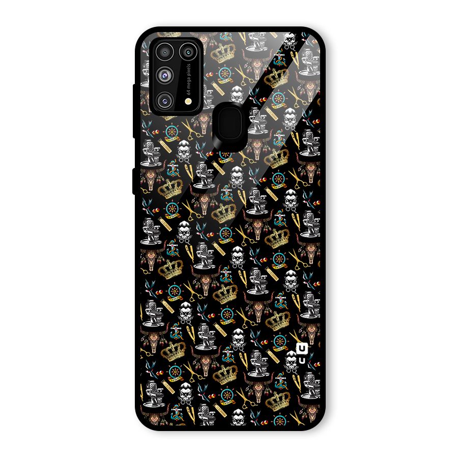 Cool Barber Pattern Glass Back Case for Galaxy F41