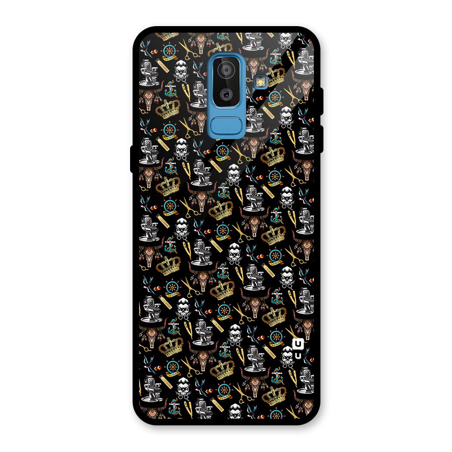 Cool Barber Pattern Glass Back Case for Galaxy J8