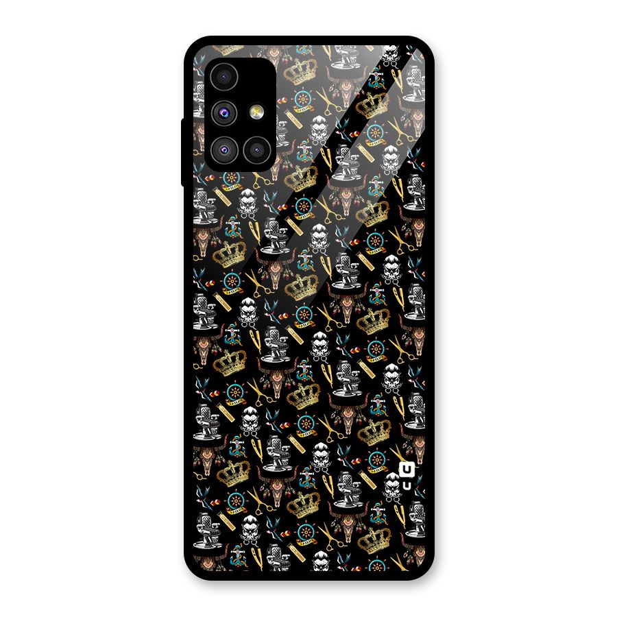 Cool Barber Pattern Glass Back Case for Galaxy M51