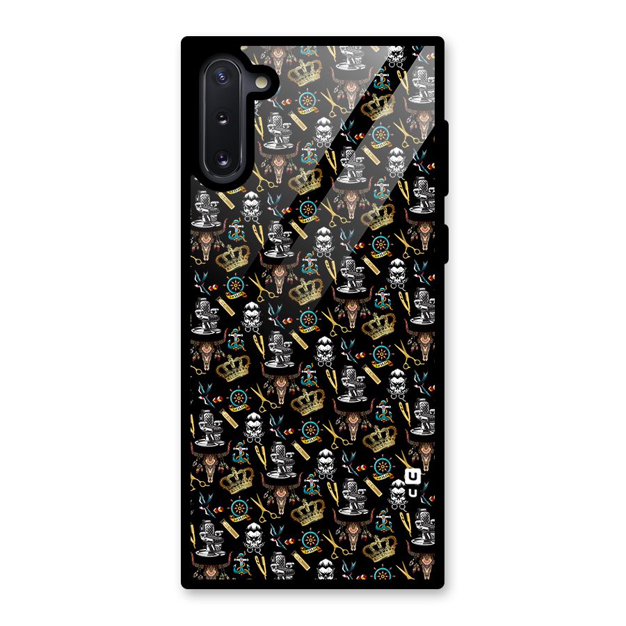 Cool Barber Pattern Glass Back Case for Galaxy Note 10