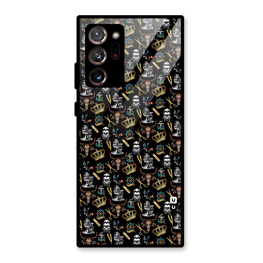 Cool Barber Pattern Glass Back Case for Galaxy Note 20 Ultra