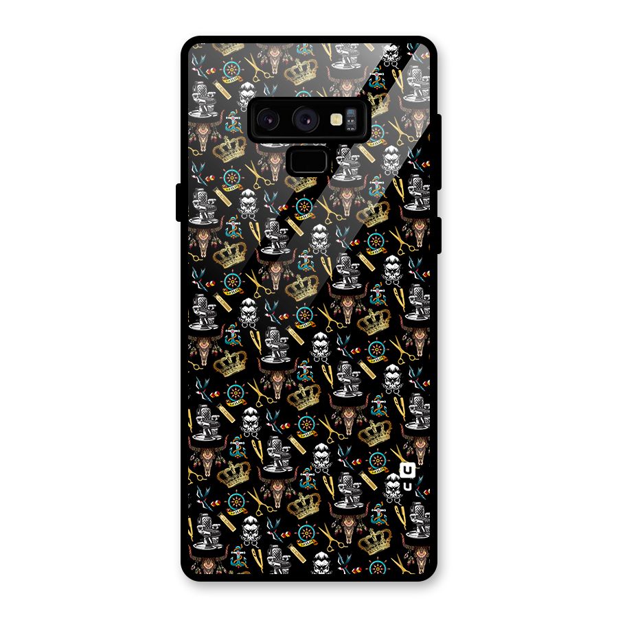 Cool Barber Pattern Glass Back Case for Galaxy Note 9