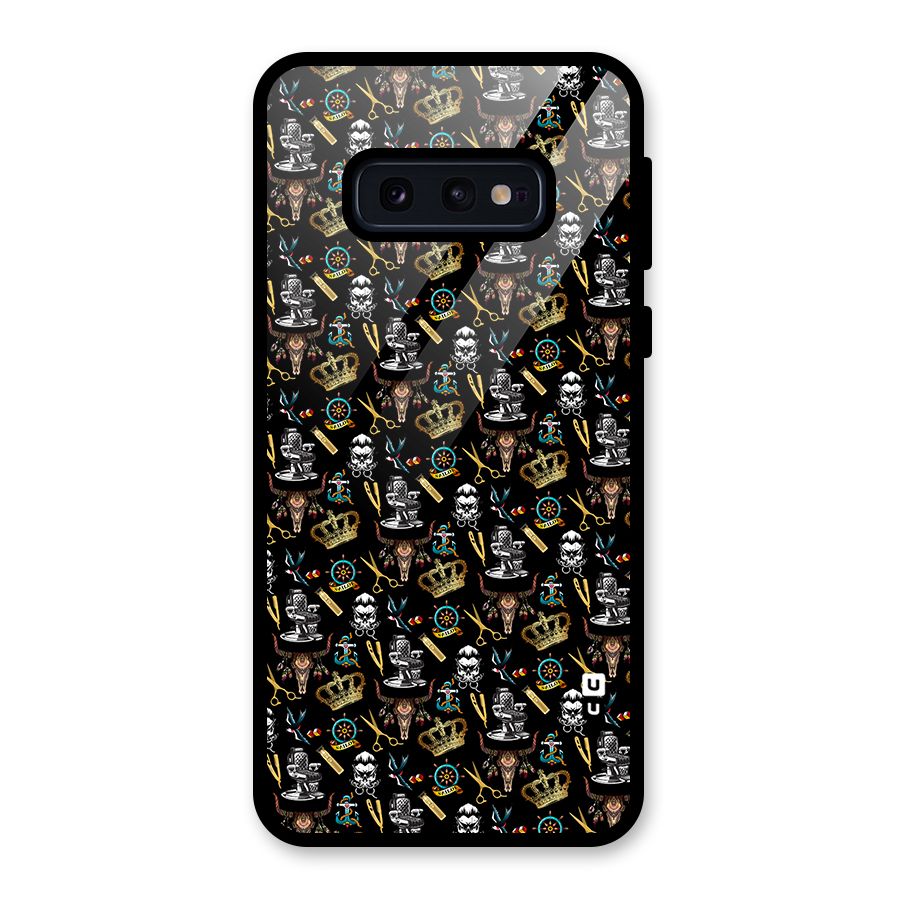 Cool Barber Pattern Glass Back Case for Galaxy S10e