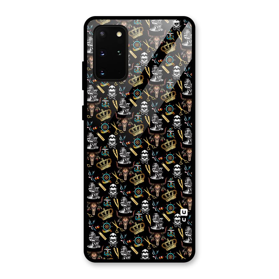 Cool Barber Pattern Glass Back Case for Galaxy S20 Plus