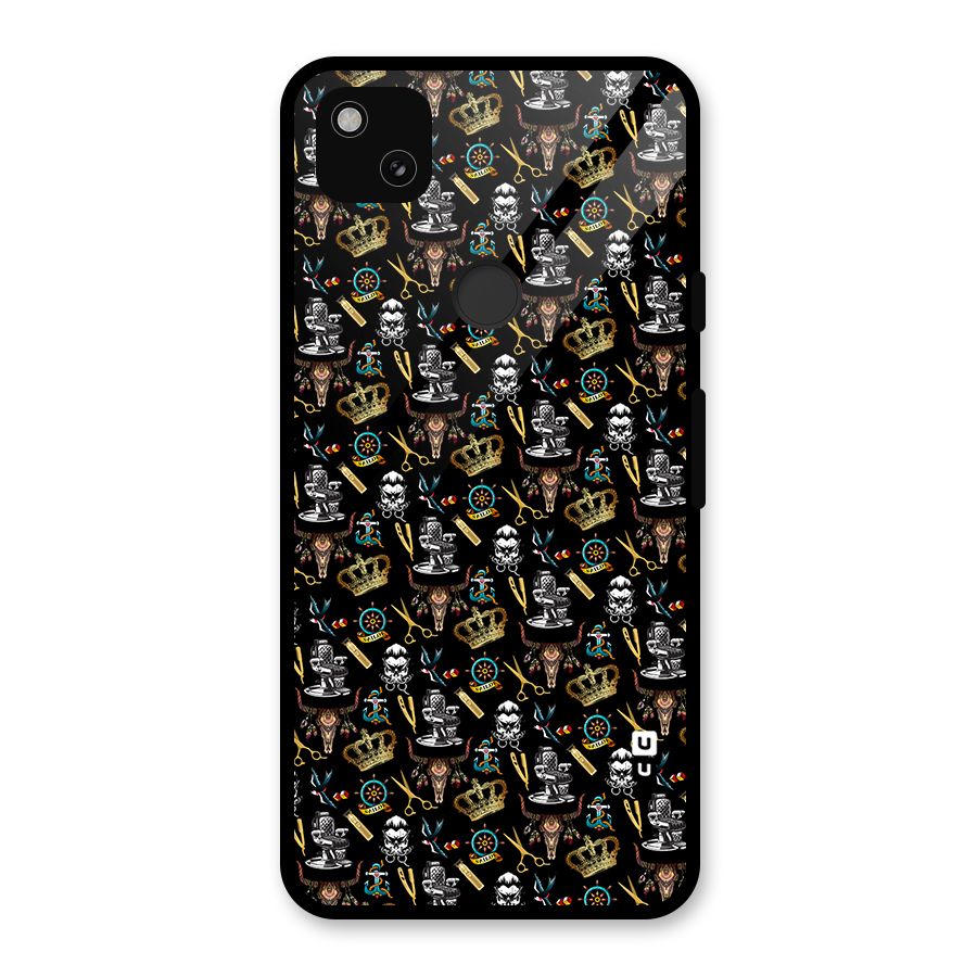 Cool Barber Pattern Glass Back Case for Google Pixel 4a