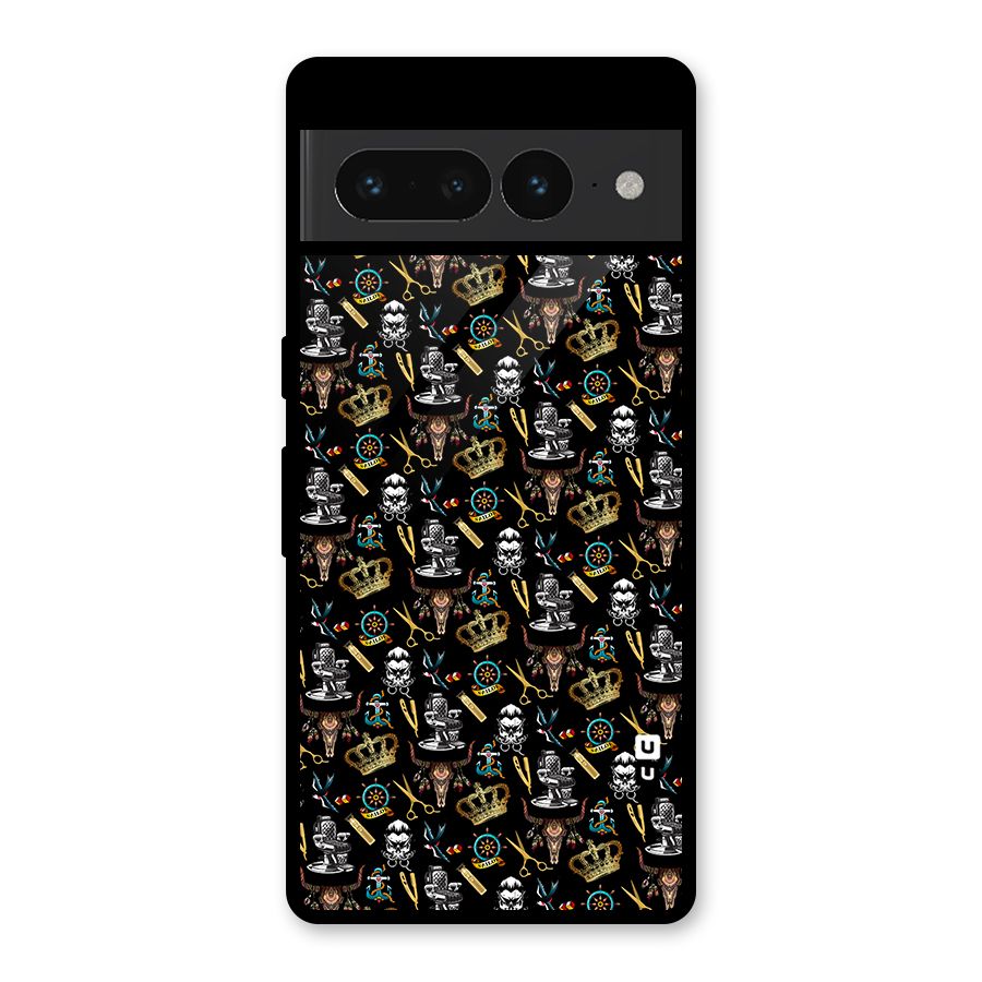 Cool Barber Pattern Glass Back Case for Google Pixel 7 Pro