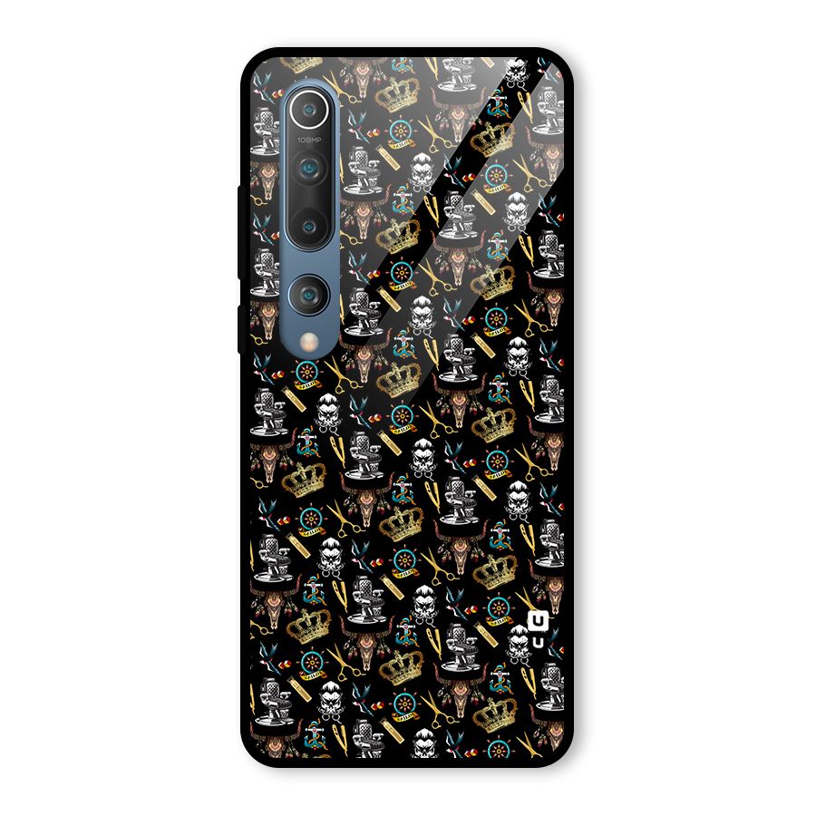 Cool Barber Pattern Glass Back Case for Mi 10