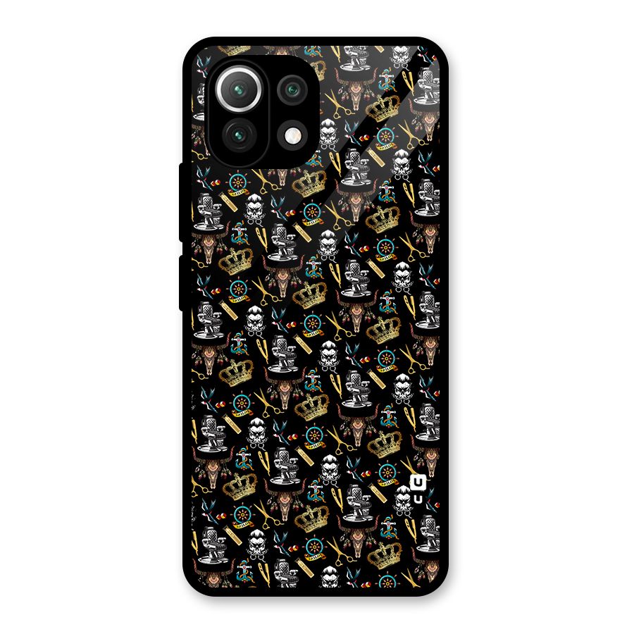 Cool Barber Pattern Glass Back Case for Mi 11 Lite NE 5G