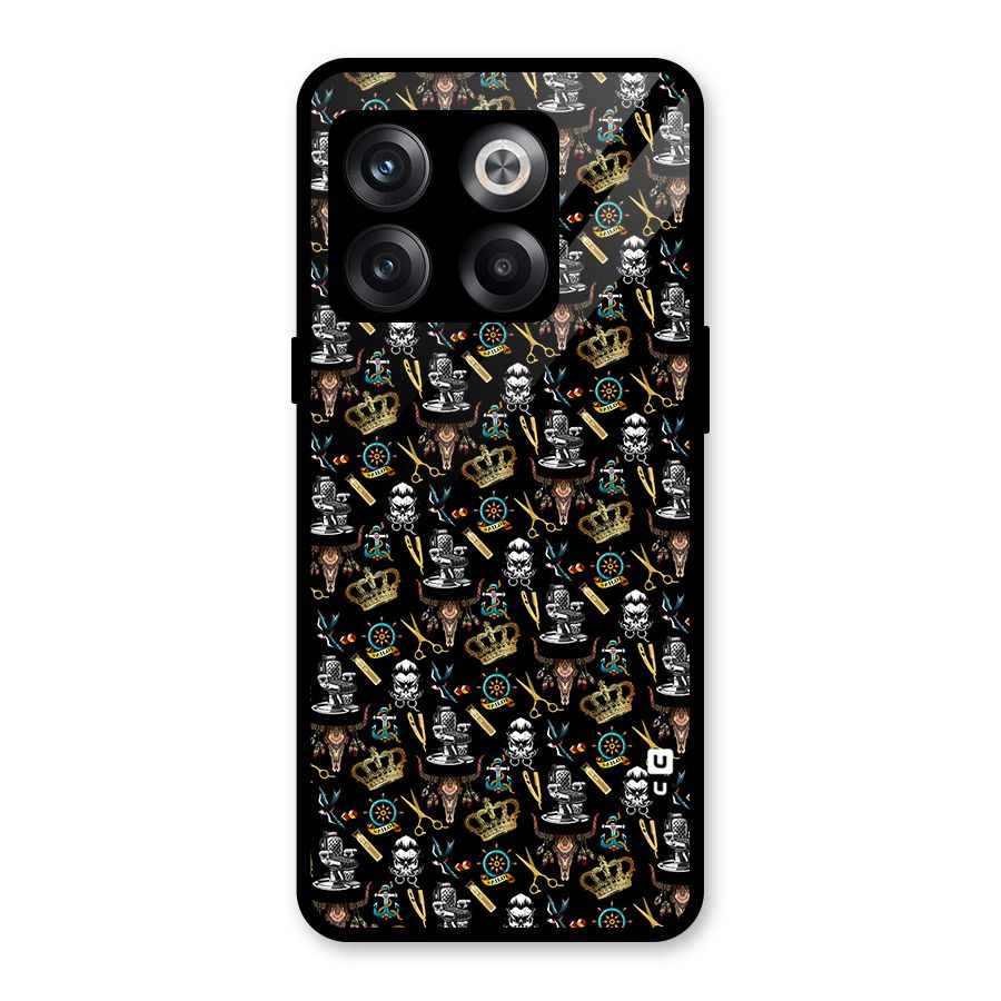 Cool Barber Pattern Glass Back Case for OnePlus 10T
