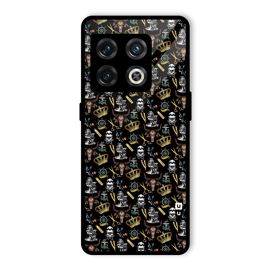 Cool Barber Pattern Glass Back Case for OnePlus 10 Pro 5G