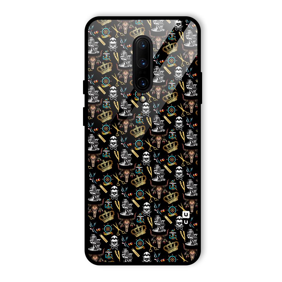 Cool Barber Pattern Glass Back Case for OnePlus 7 Pro