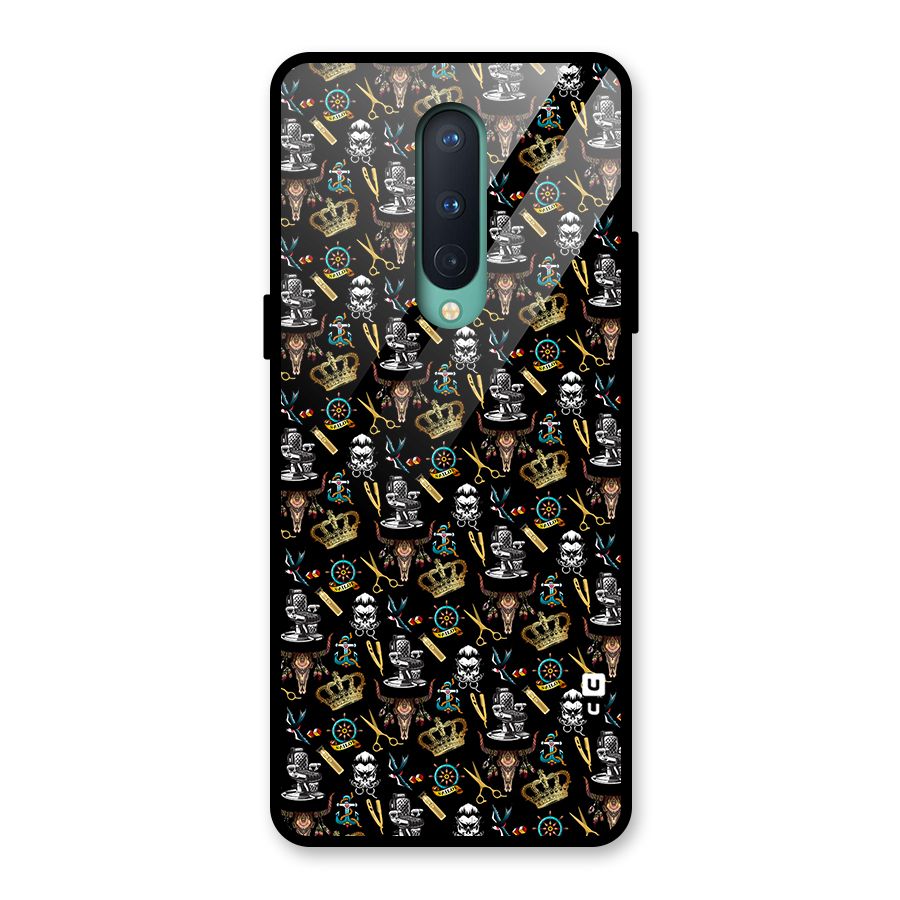 Cool Barber Pattern Glass Back Case for OnePlus 8