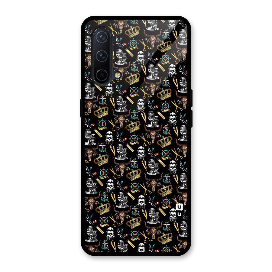Cool Barber Pattern Glass Back Case for OnePlus Nord CE 5G
