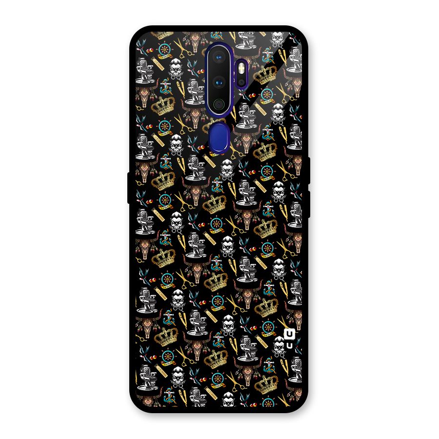 Cool Barber Pattern Glass Back Case for Oppo A9 (2020)