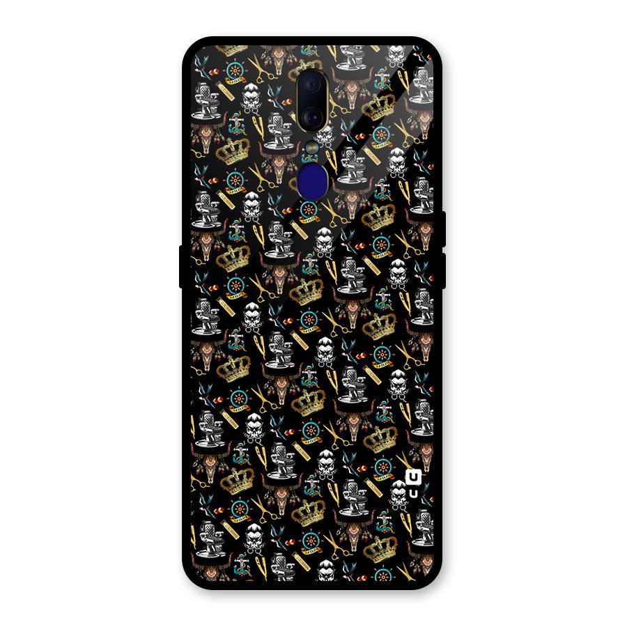 Cool Barber Pattern Glass Back Case for Oppo F11