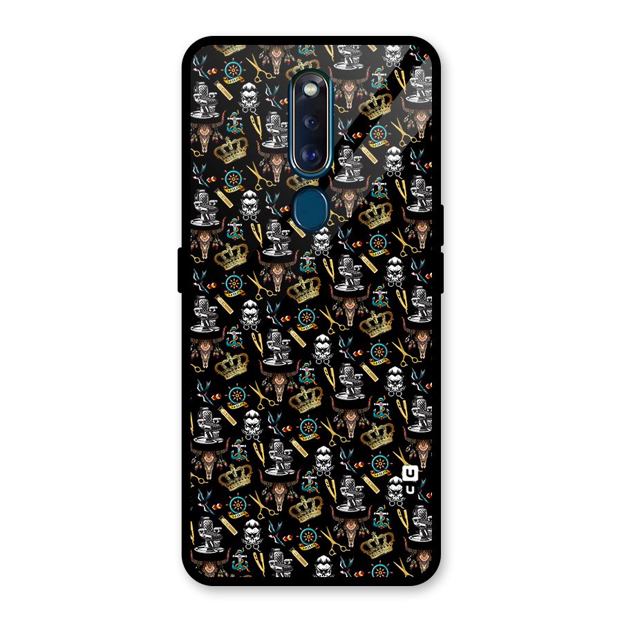 Cool Barber Pattern Glass Back Case for Oppo F11 Pro