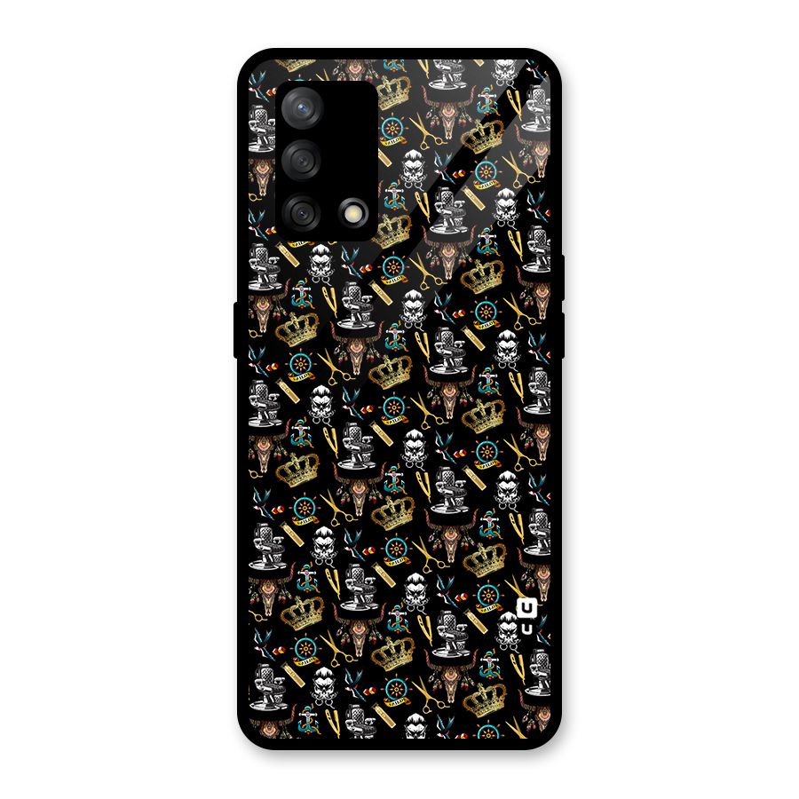 Cool Barber Pattern Glass Back Case for Oppo F19