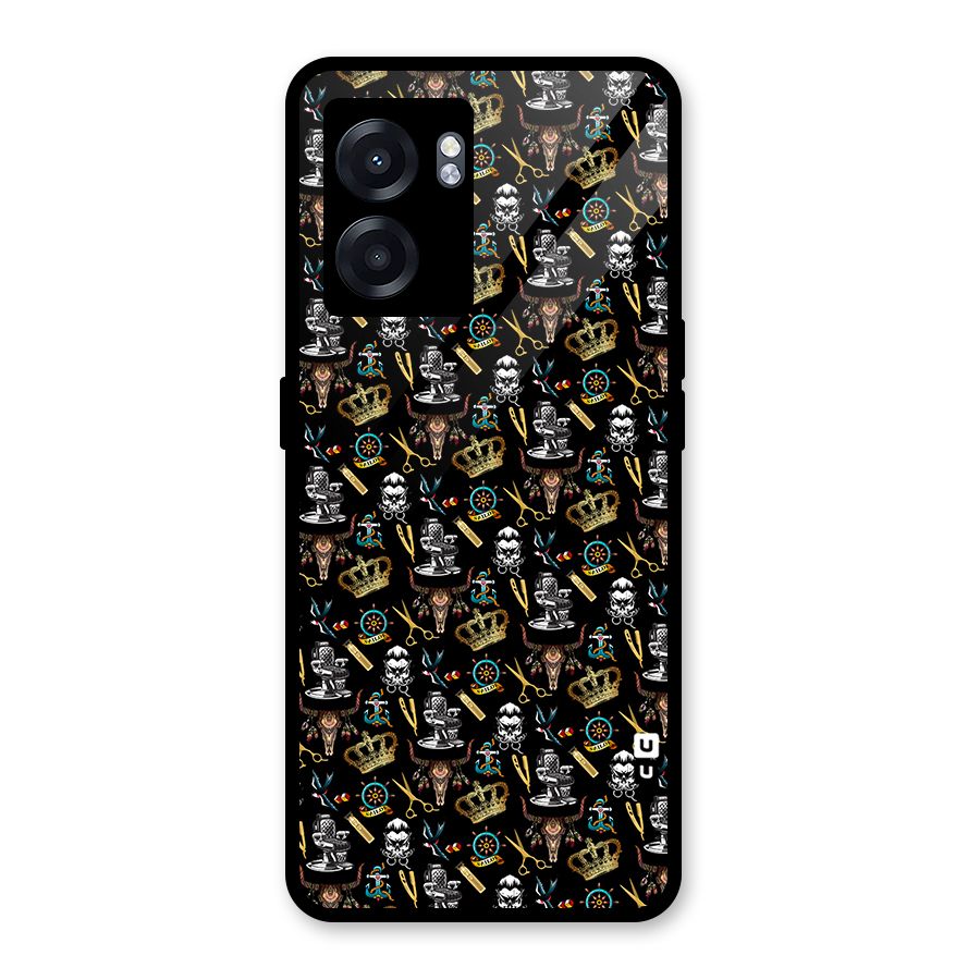Cool Barber Pattern Glass Back Case for Oppo K10 (5G)