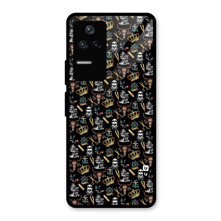 Cool Barber Pattern Glass Back Case for Poco F4 5G