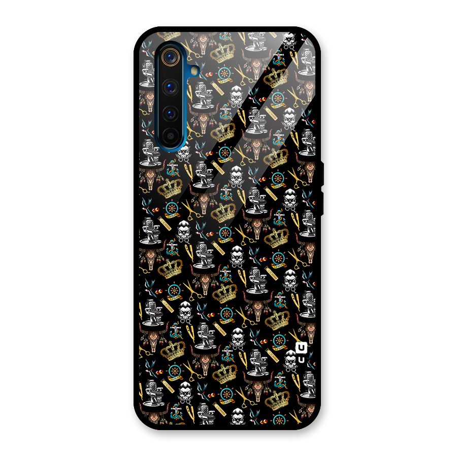 Cool Barber Pattern Glass Back Case for Realme 6 Pro