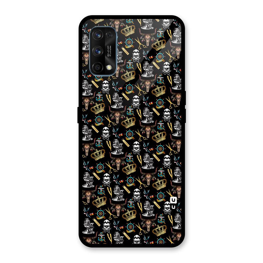 Cool Barber Pattern Glass Back Case for Realme 7 Pro