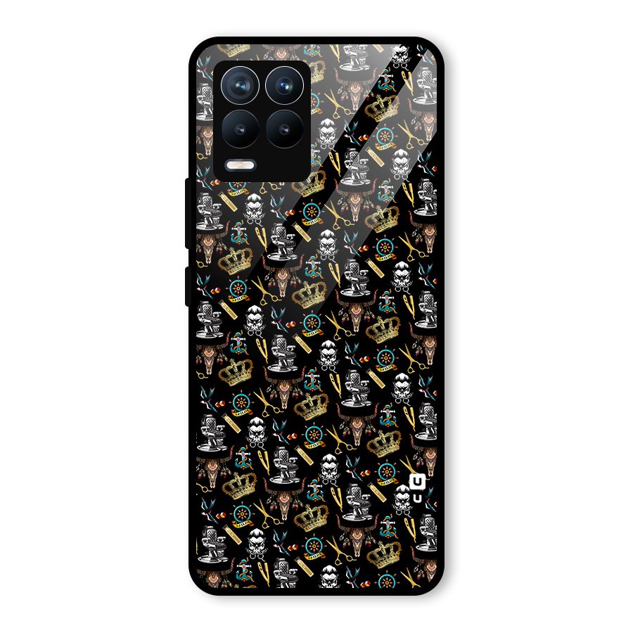 Cool Barber Pattern Glass Back Case for Realme 8 Pro