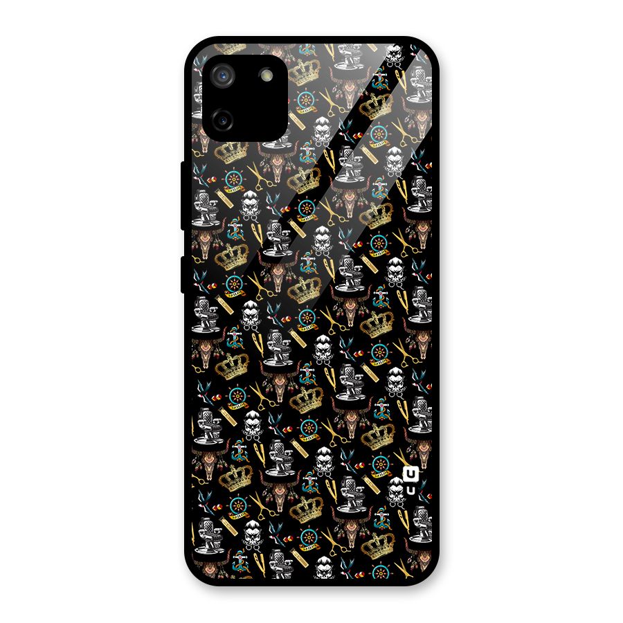 Cool Barber Pattern Glass Back Case for Realme C11