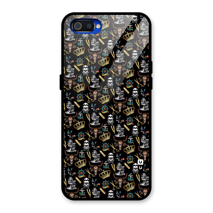Cool Barber Pattern Glass Back Case for Realme C2