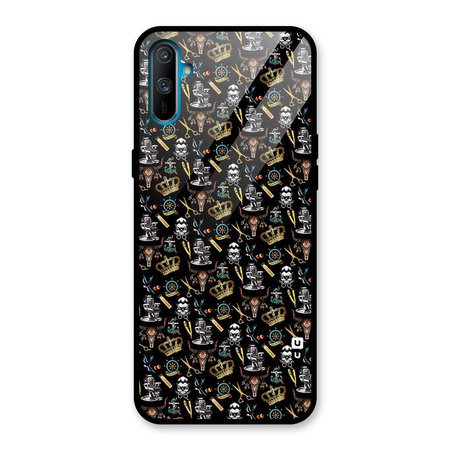 Cool Barber Pattern Glass Back Case for Realme C3