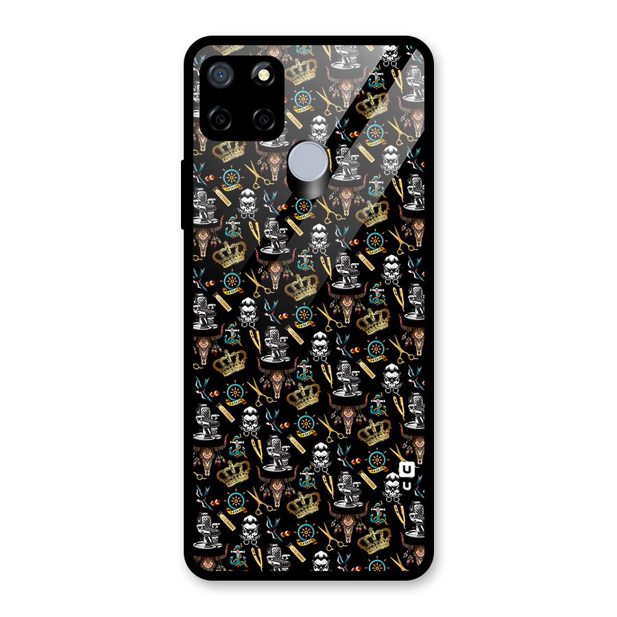 Cool Barber Pattern Glass Back Case for Realme Narzo 30A