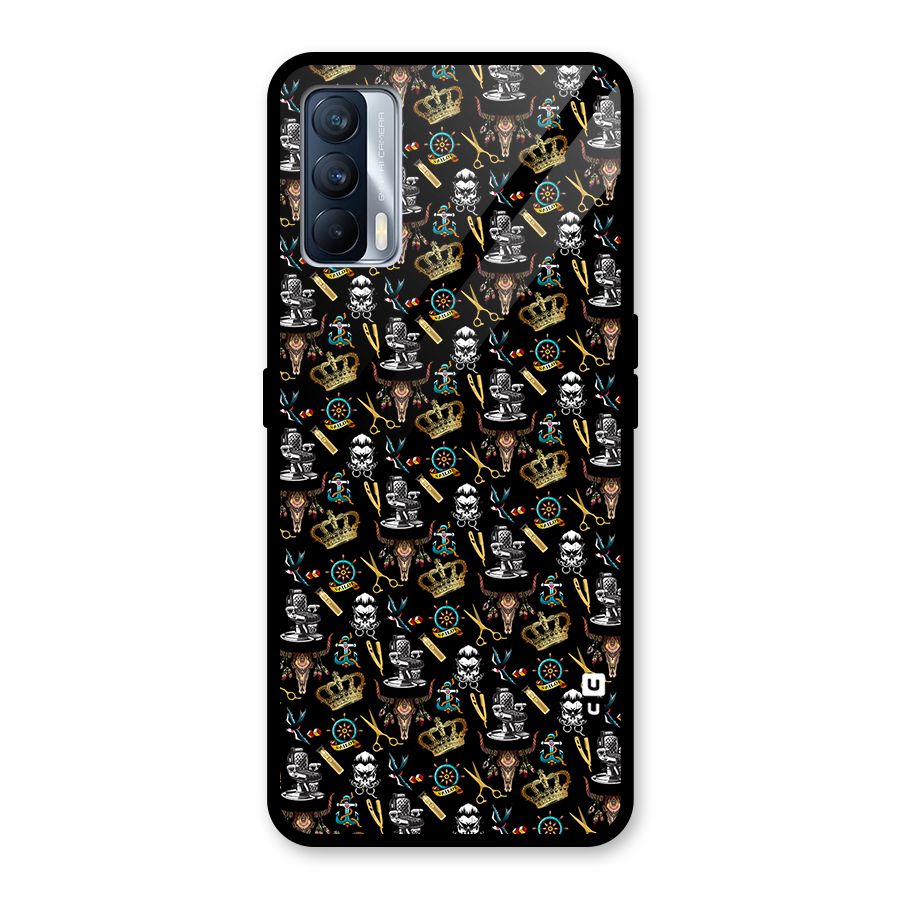 Cool Barber Pattern Glass Back Case for Realme X7