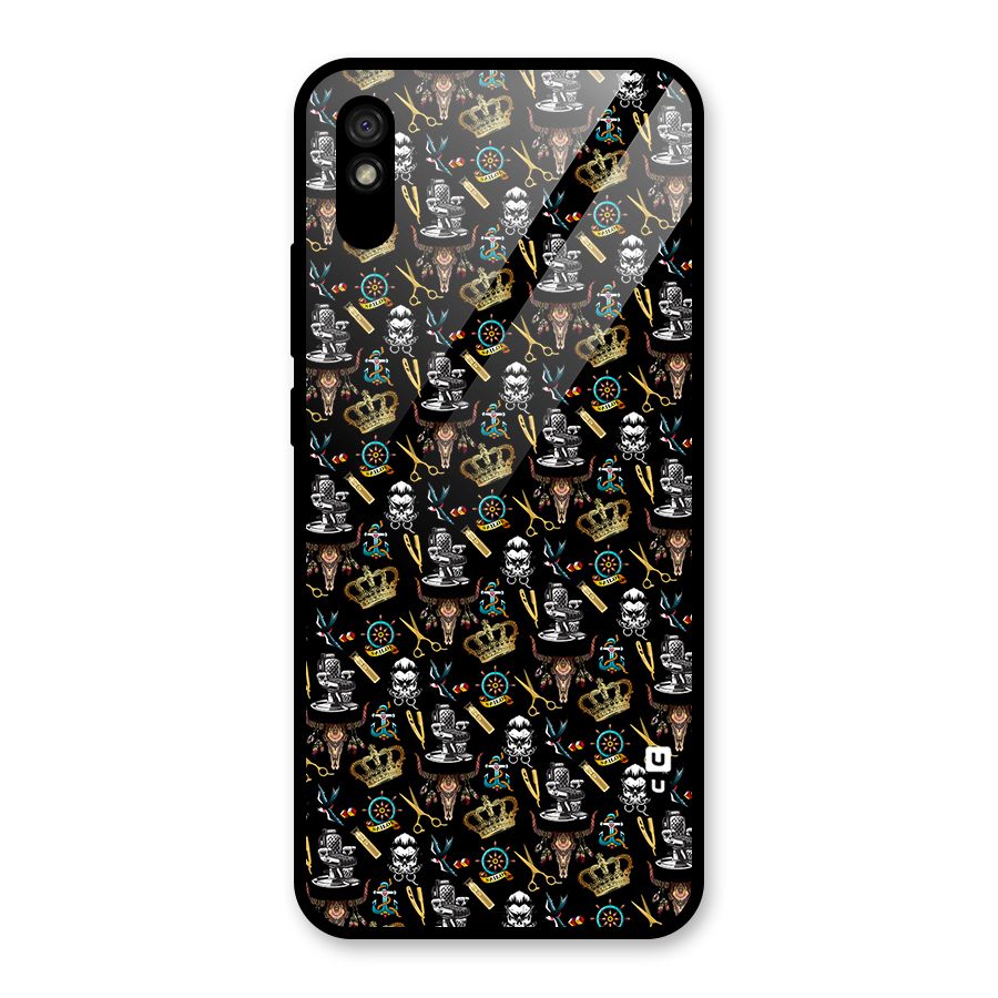 Cool Barber Pattern Glass Back Case for Redmi 9A