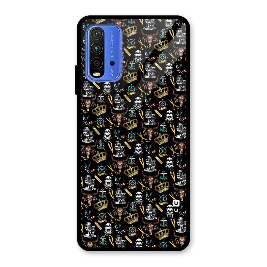 Cool Barber Pattern Glass Back Case for Redmi 9 Power