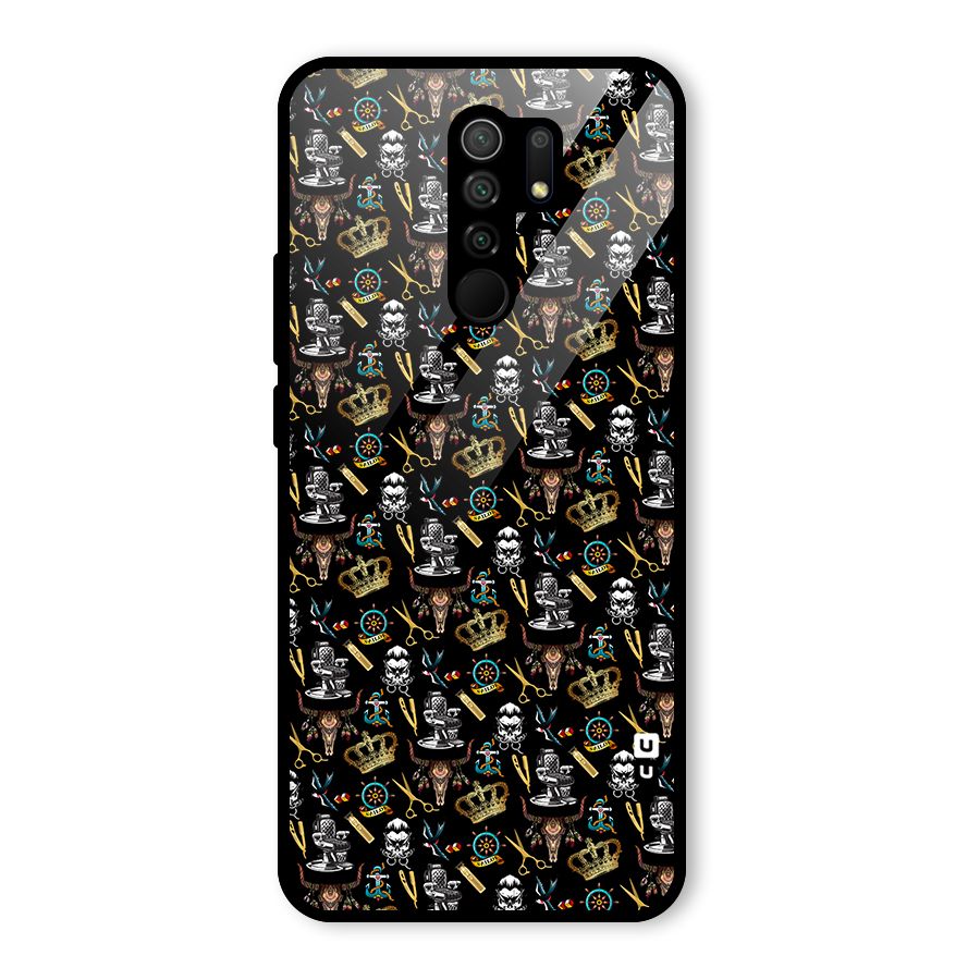 Cool Barber Pattern Glass Back Case for Redmi 9 Prime
