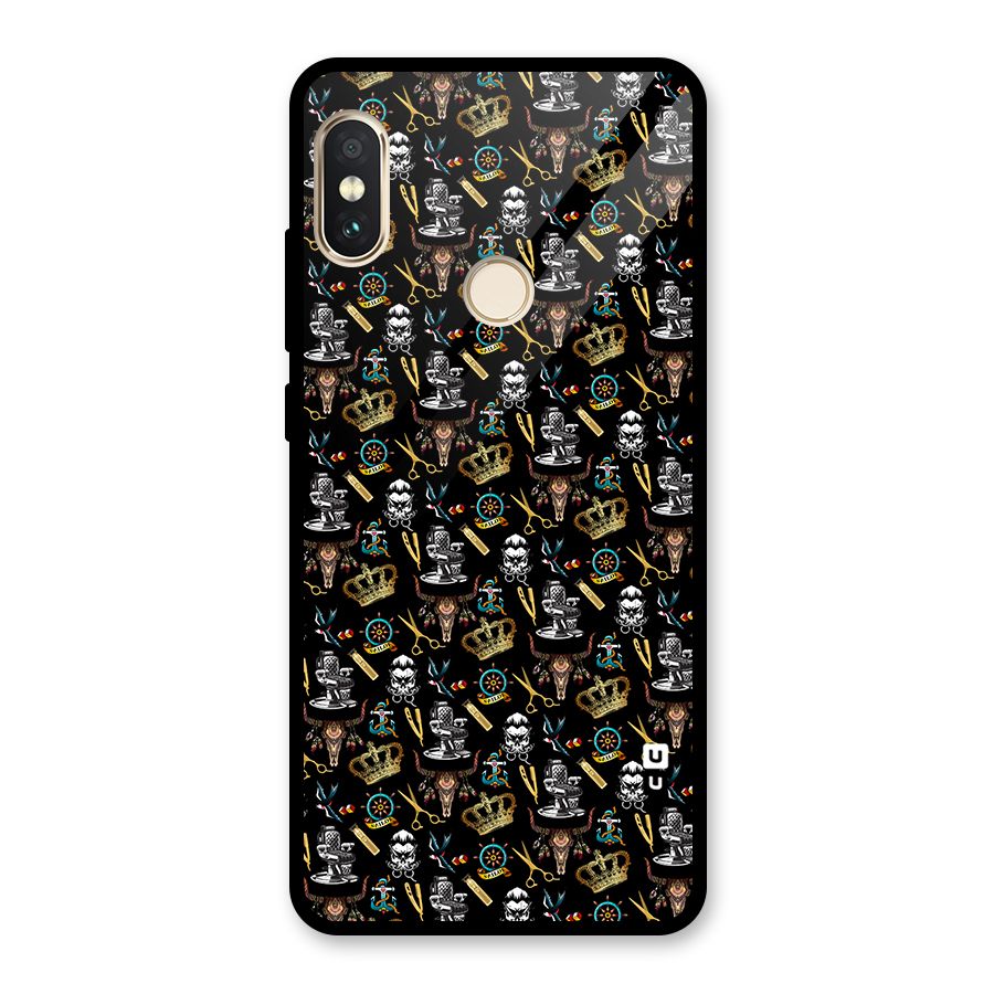 Cool Barber Pattern Glass Back Case for Redmi Note 5 Pro