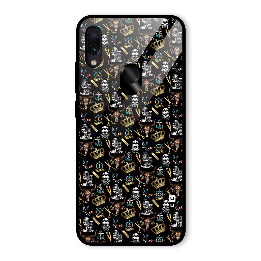 Cool Barber Pattern Glass Back Case for Redmi Note 7 Pro