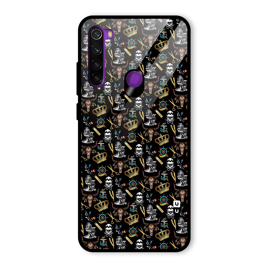 Cool Barber Pattern Glass Back Case for Redmi Note 8