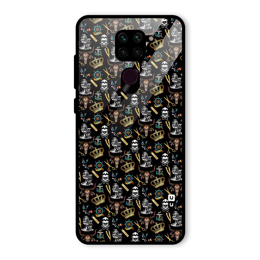 Cool Barber Pattern Glass Back Case for Redmi Note 9