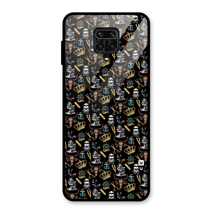 Cool Barber Pattern Glass Back Case for Redmi Note 9 Pro