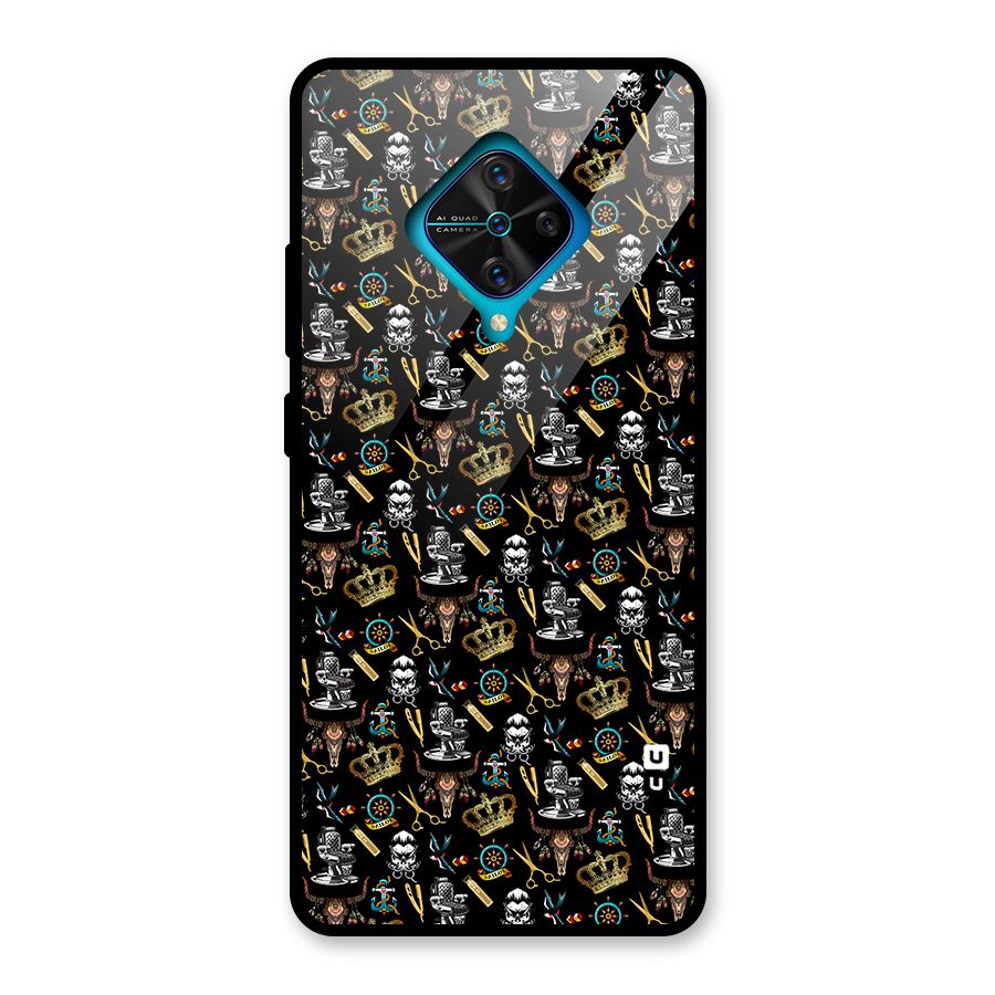 Cool Barber Pattern Glass Back Case for Vivo S1 Pro