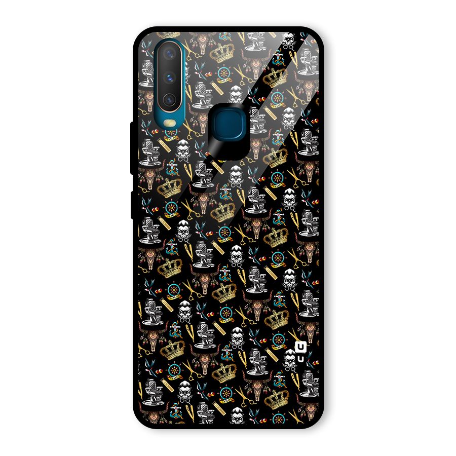 Cool Barber Pattern Glass Back Case for Vivo U10