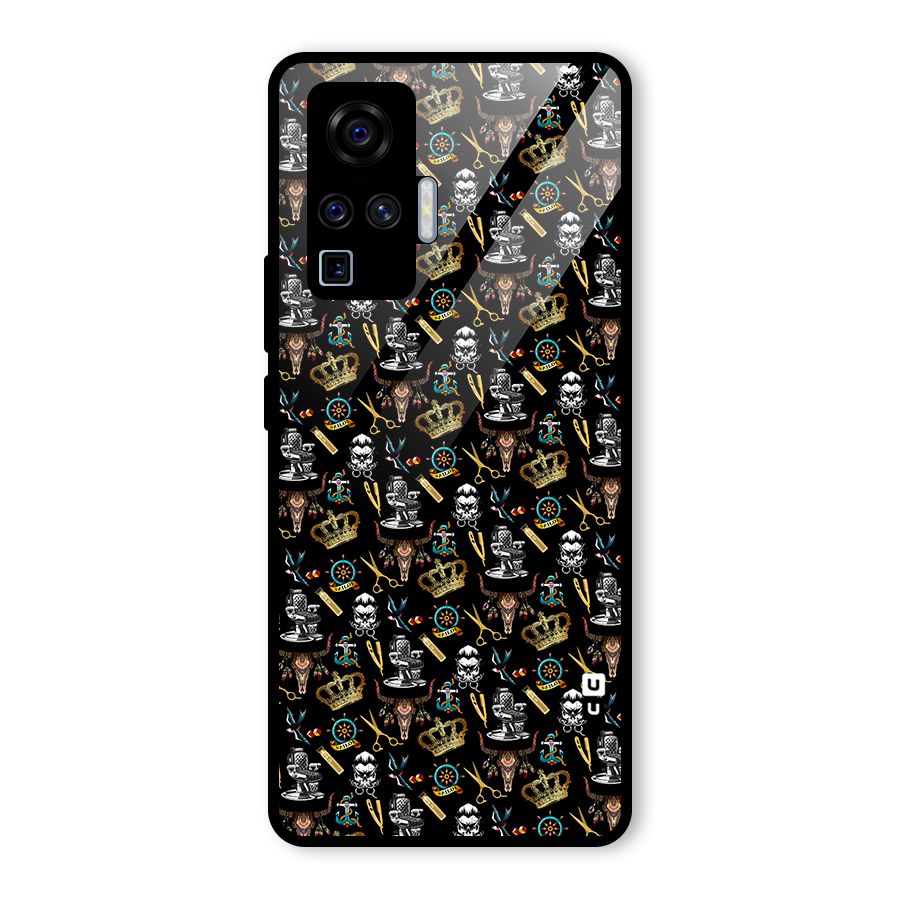 Cool Barber Pattern Glass Back Case for Vivo X50 Pro