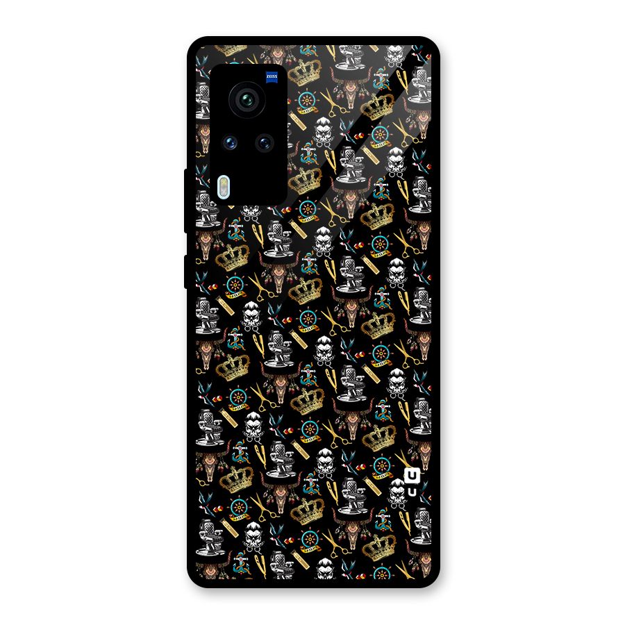 Cool Barber Pattern Glass Back Case for Vivo X60 Pro