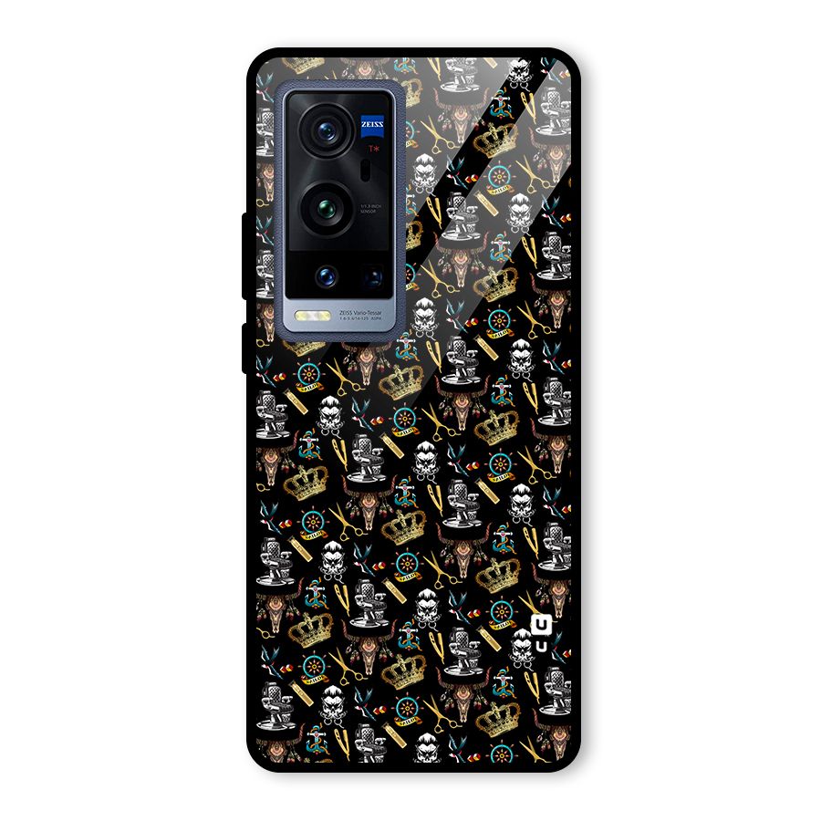 Cool Barber Pattern Glass Back Case for Vivo X60 Pro Plus
