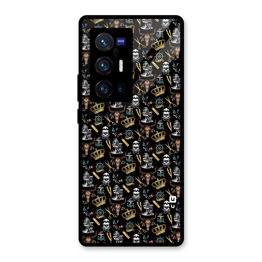 Cool Barber Pattern Glass Back Case for Vivo X70 Pro Plus