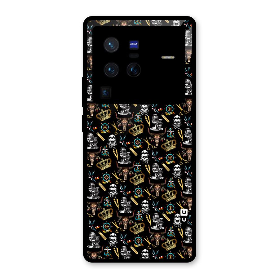 Cool Barber Pattern Glass Back Case for Vivo X80 Pro