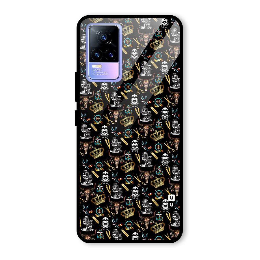 Cool Barber Pattern Glass Back Case for Vivo Y73